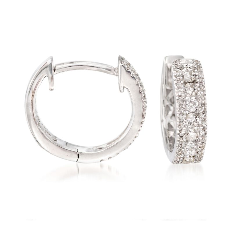 .35 ct. t.w. Diamond Huggie Hoop Earrings in 14kt White Gold image number 0
