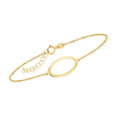 Italian 14kt Yellow Gold Oval-Station Bracelet