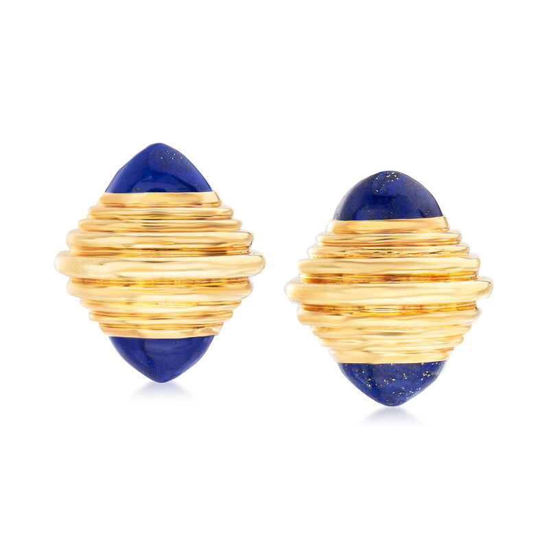 C. 1960 Vintage Boucheron Lapis Clip-On Earrings in 18kt Yellow Gold image number 0