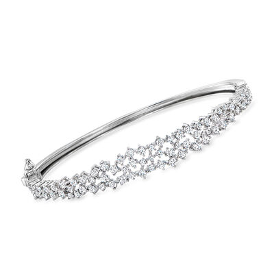 1.80 ct. t.w. CZ Cluster Bangle Bracelet in Sterling Silver