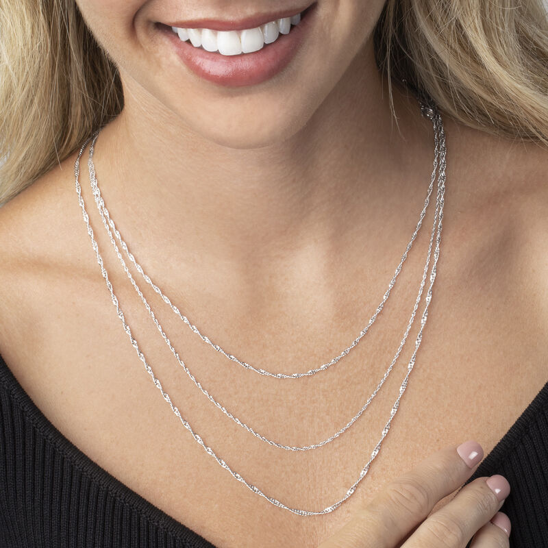 Italian Sterling Silver Three-Strand Singapore-Chain Necklace. 18&quot; image number 2