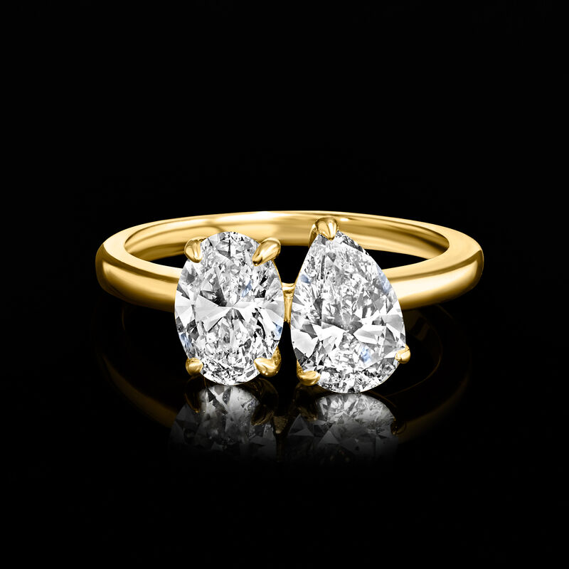 2.00 ct. t.w. Oval and Pear-Shaped Lab-Grown Diamond Toi et Moi Ring in 14kt Yellow Gold image number 3