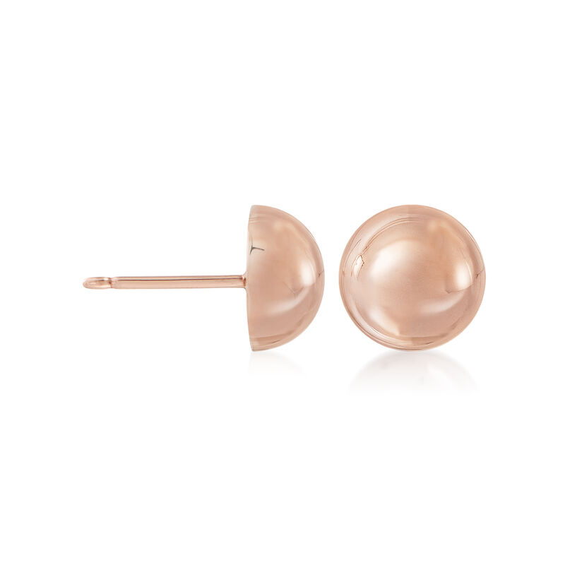 10mm 14kt Rose Gold Dome Earrings image number 2