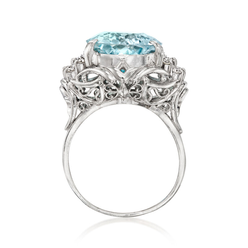 C. 1990 Vintage 10.00 Carat Aquamarine Ring with .33 ct. t.w. Diamonds in Platinum. Size 7 image number 3