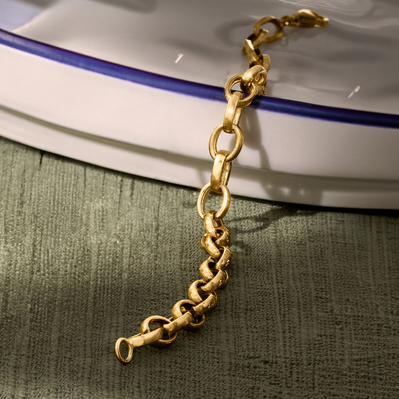 10kt Yellow Gold Cable-Link Bracelet. 7&quot; image number 1