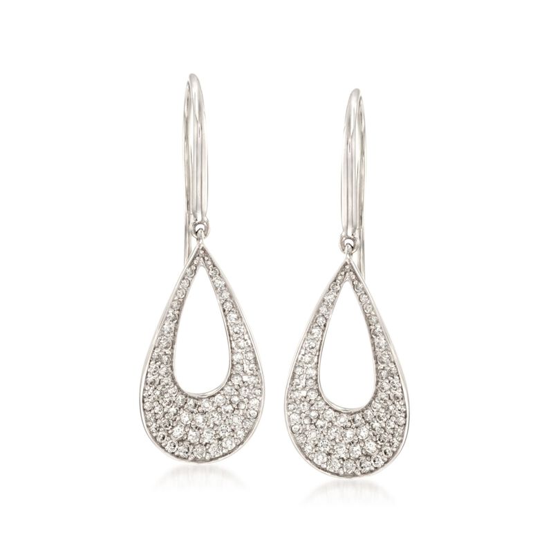 Roberto Coin .70 ct. t.w. Diamond Open Teardrop Earrings in 18kt White Gold  image number 0