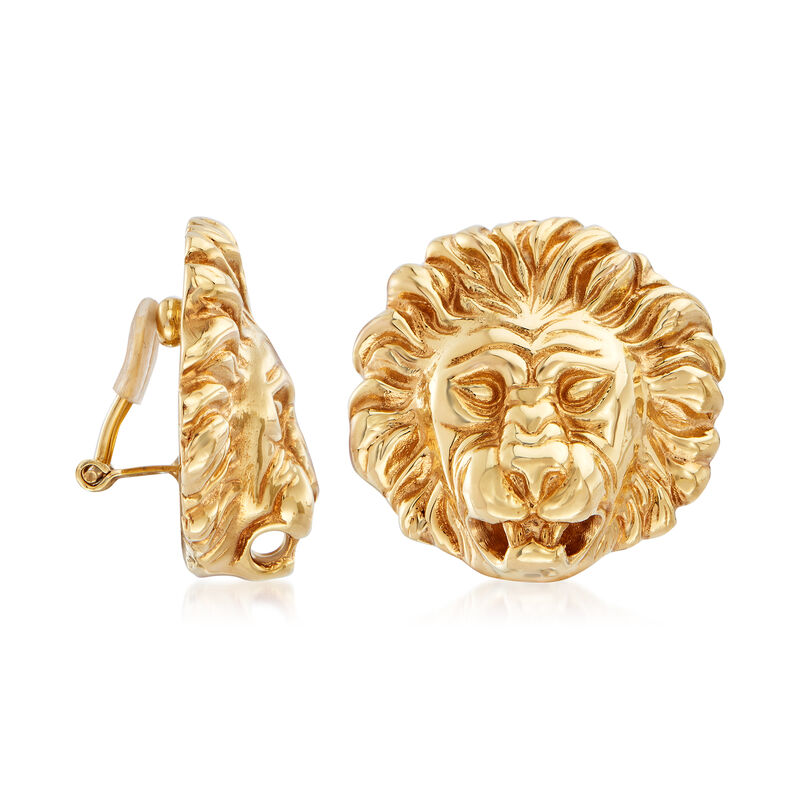 Italian 18kt Yellow Gold Lion Head Clip-On Earrings image number 2