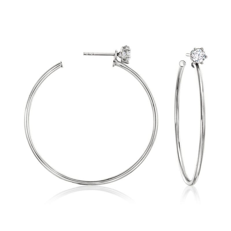 Italian .50 ct. t.w. CZ Jewelry Set: Stud Earrings and Hoop Jackets in Sterling Silver. 1 1/2&quot; image number 2