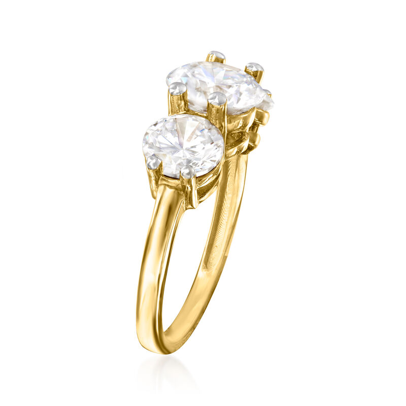 4.00 ct. t.w. CZ Three-Stone Ring in 14kt Yellow Gold image number 2