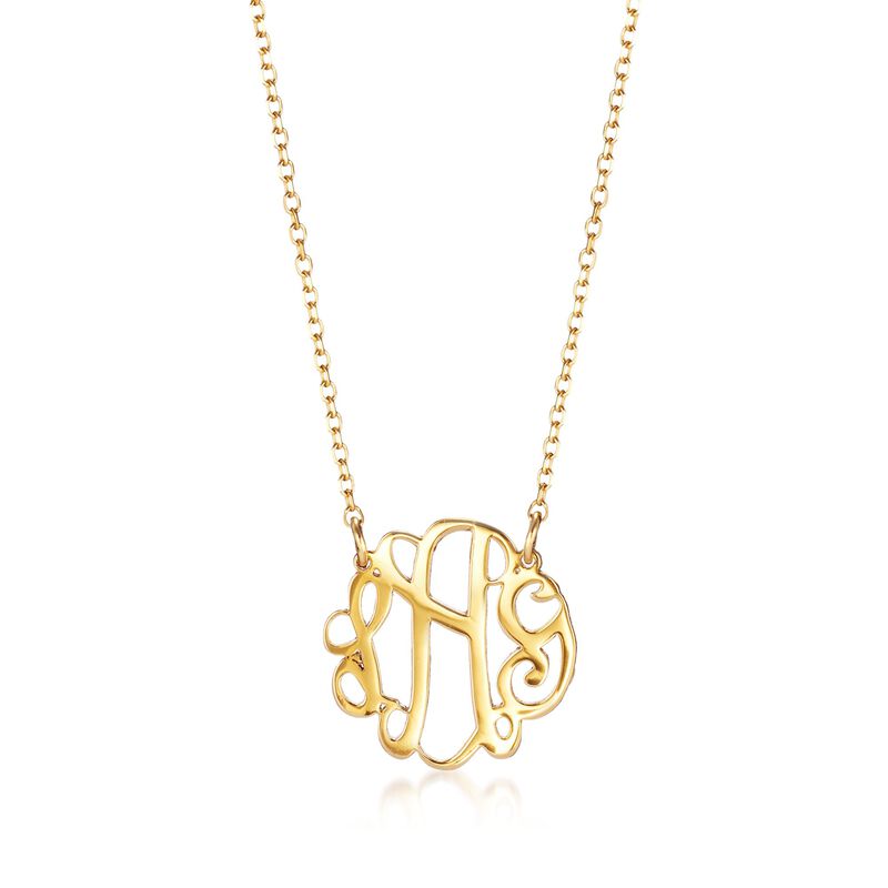 14kt Yellow Gold Petite Script Monogram Necklace image number 0