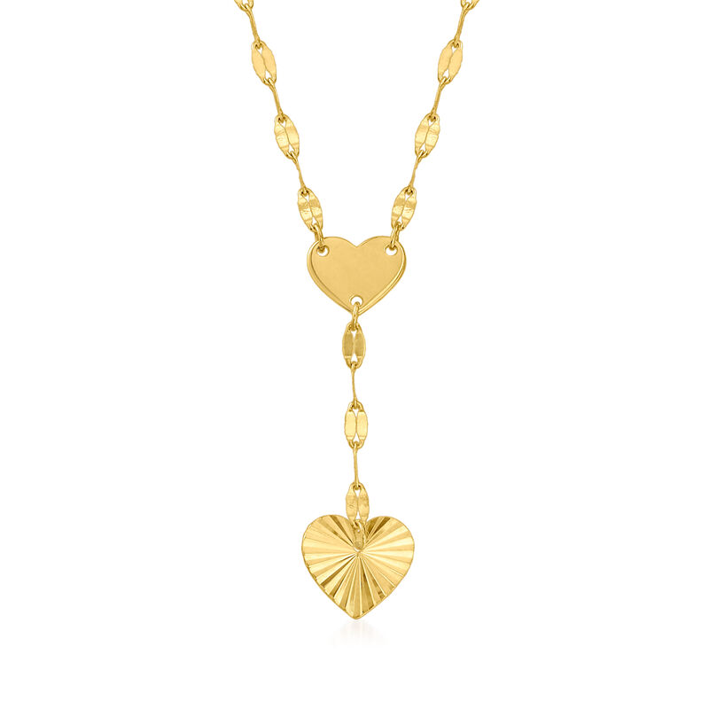 Baby's 14kt Yellow Gold Heart Drop Necklace. 13&quot; image number 1