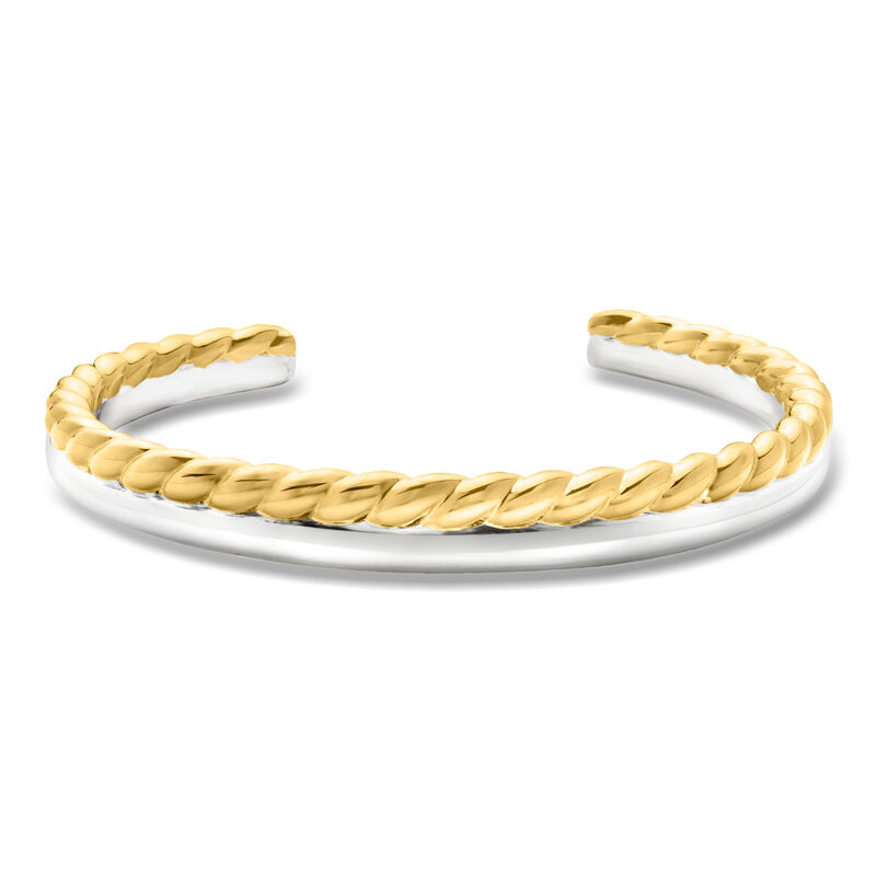 Silver and 14kt Gold-Plated Two-Row Cuff Bracelet image number 0