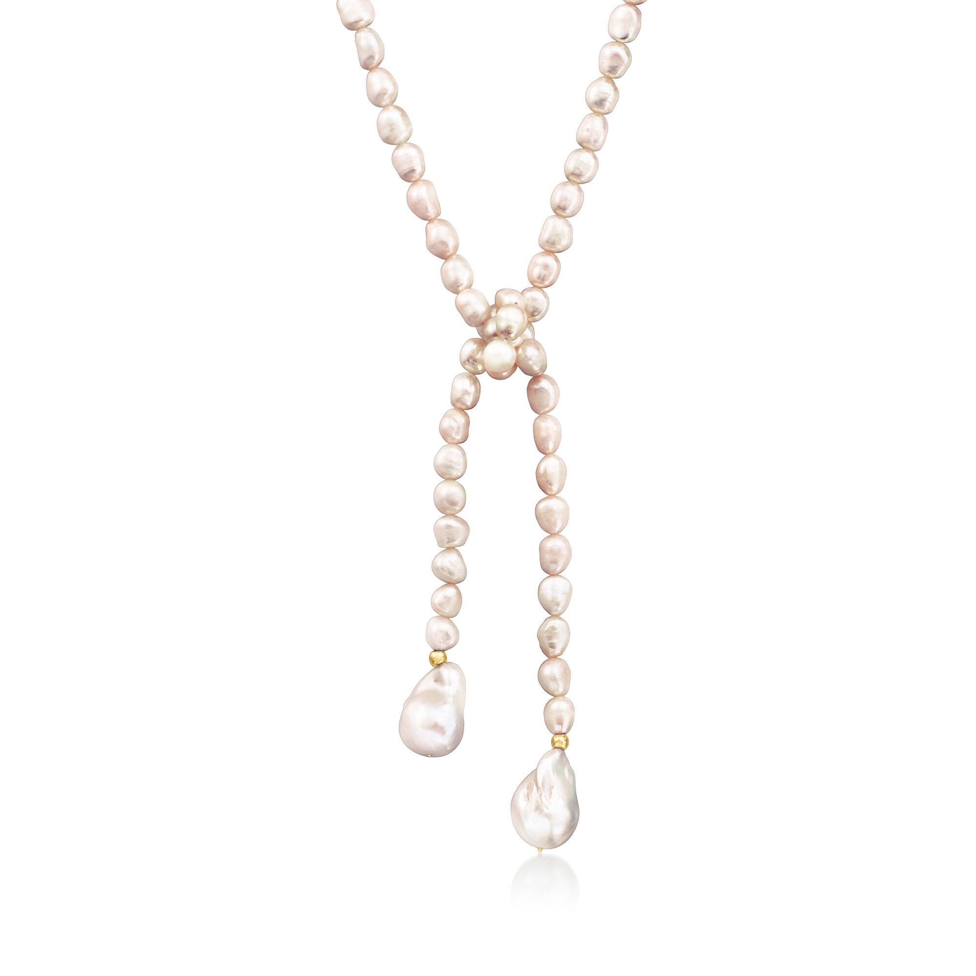 6-15mm Cultured Baroque Pearl Endless Necklace with 14kt Yellow