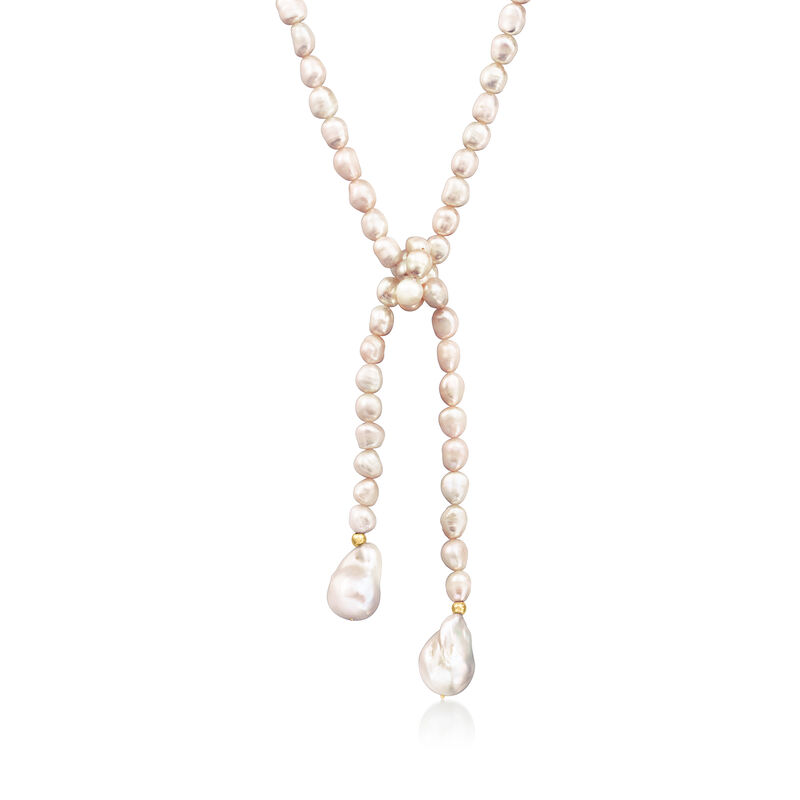 6-15mm Cultured Baroque Pearl Endless Necklace with 14kt Yellow Gold. 48&quot; image number 0