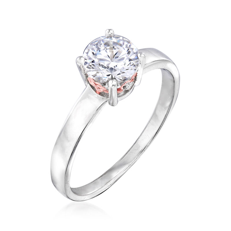 1.01 ct. t.w. Swarovski CZ Ring in Sterling Silver and 18kt Rose Gold Over Sterling image number 2