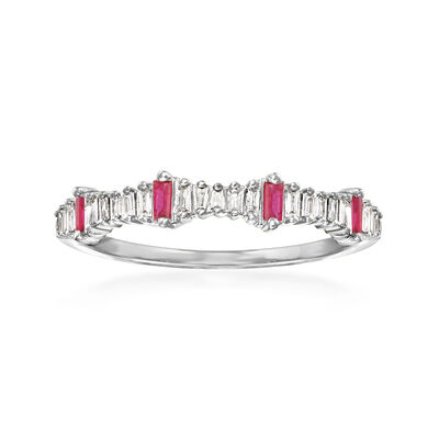 .14 ct. t.w. Diamond and .10 ct. t.w. Ruby Ring in 14kt White Gold