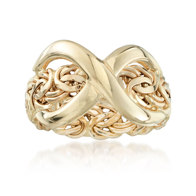 14kt Yellow Gold Byzantine Infinity Ring image number 3