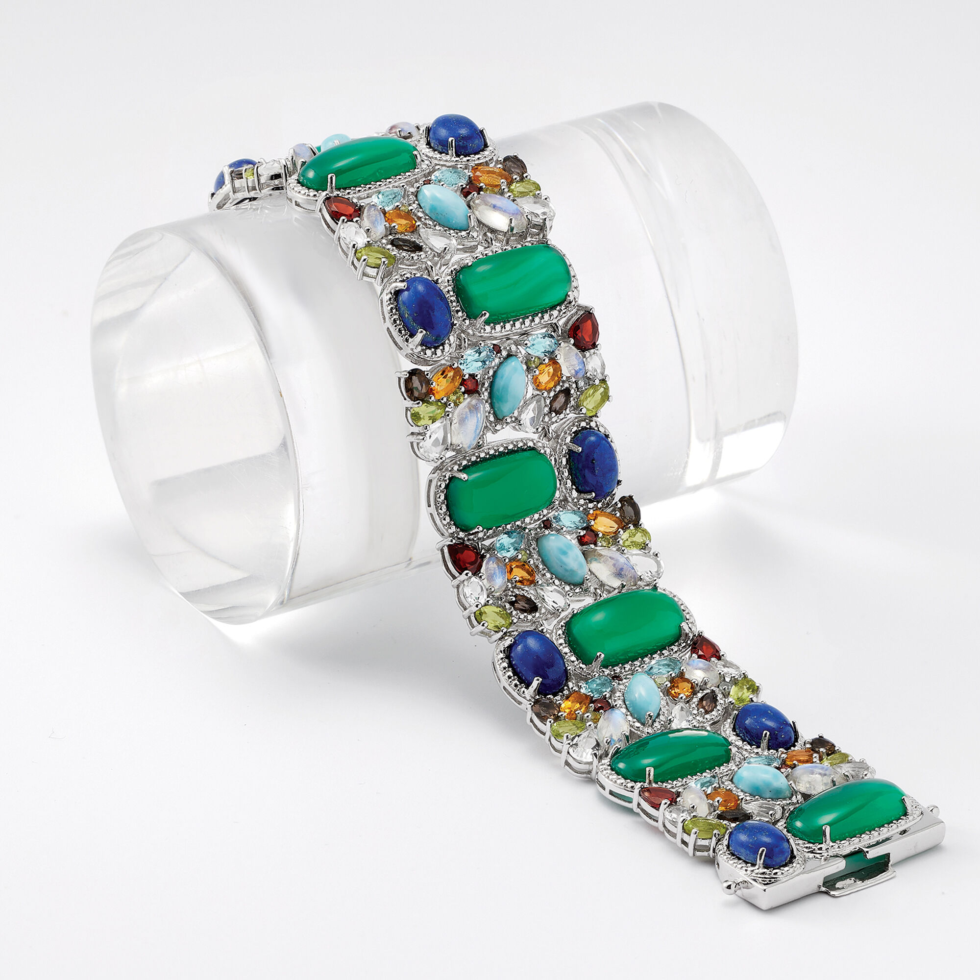 Sterling silver multi gemstone bracelet sales