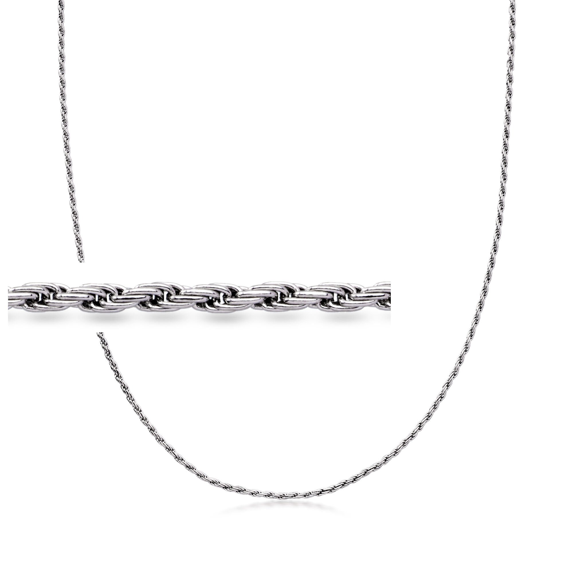 2mm Sterling Silver Rope-Chain Necklace. 24