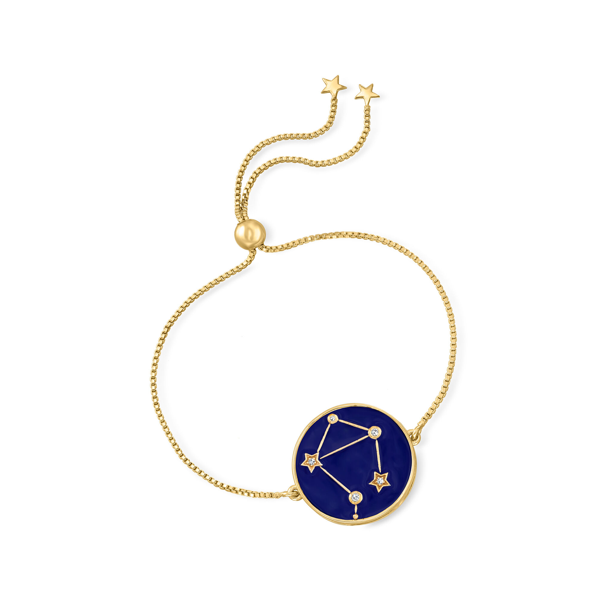 Pisces - White Zircon and Blue Enamel Zodiac Constellation