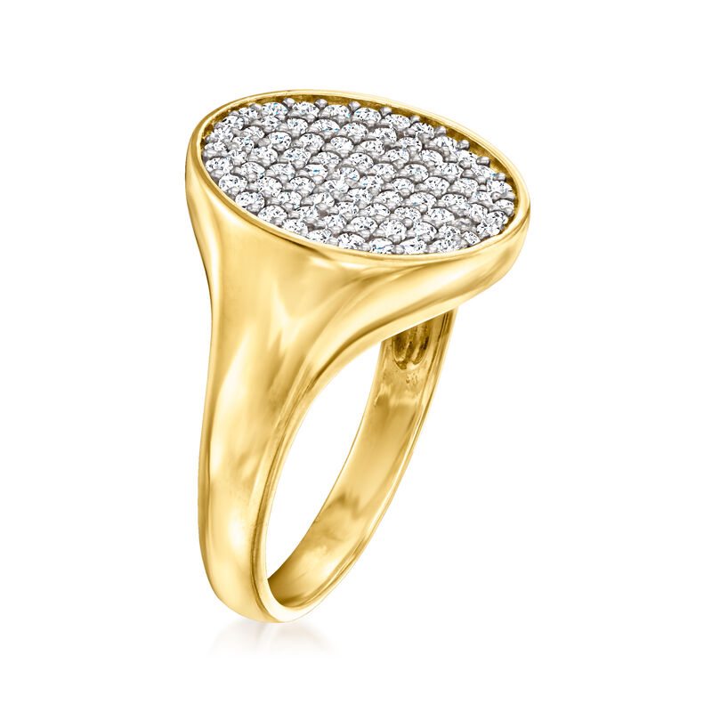 Italian Pave .40 ct. t.w. CZ Oval Ring in 18kt Gold Over Sterling image number 2