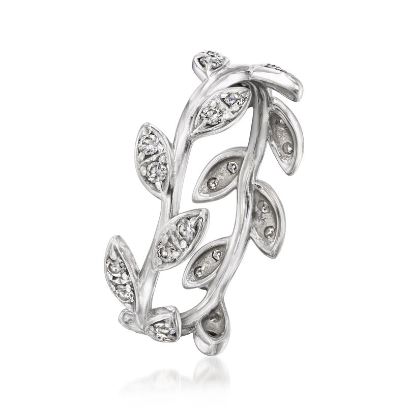 C. 1990 Vintage Tiffany Jewelry "Paloma Piccaso" .55 ct. t.w. Diamond Olive Leaf Ring in 18kt White Gold image number 2