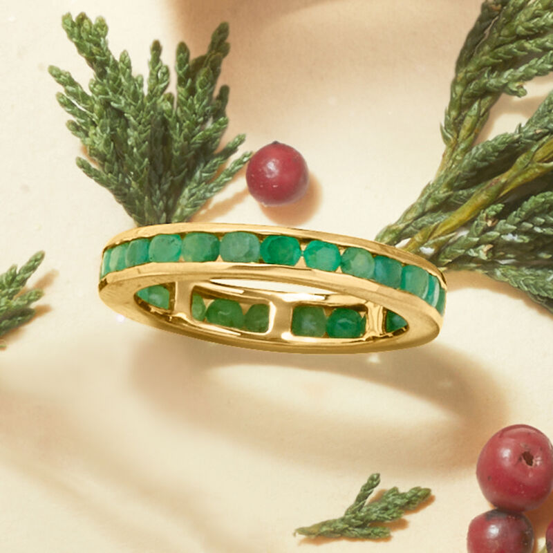1.10 ct. t.w. Emerald Eternity Band in 14kt Yellow Gold image number 4