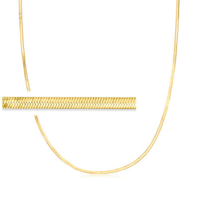 Italian 2mm 18kt Gold Over Sterling Herringbone Necklace