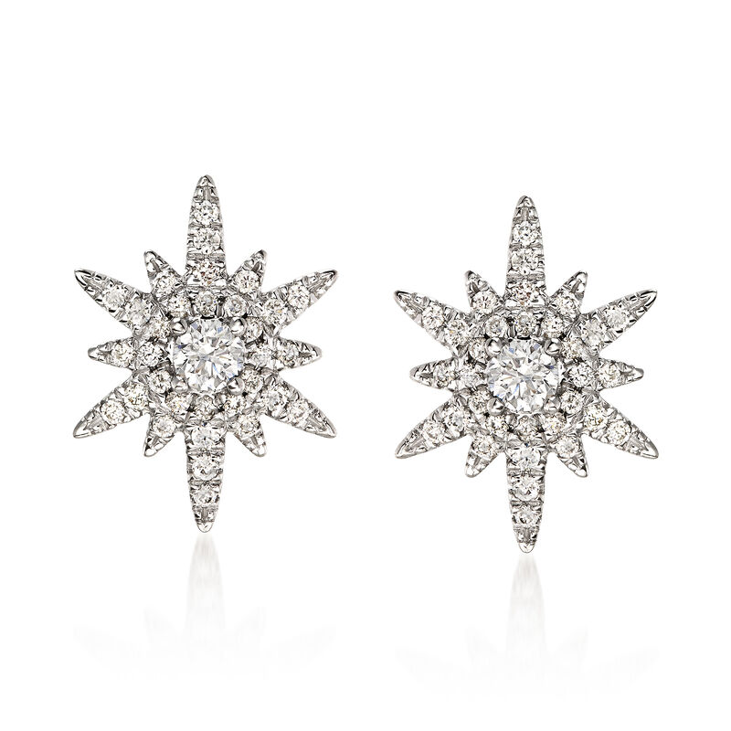 Gabriel Designs .39 ct. t.w. Diamond Starburst Earrings in 14kt White Gold image number 0