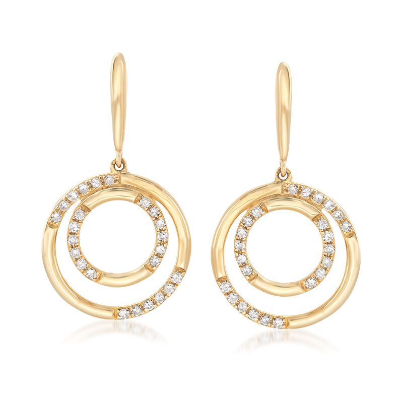 .19 ct. t.w. Diamond Double Circle Drop Earrings in 14kt Yellow Gold image number 0