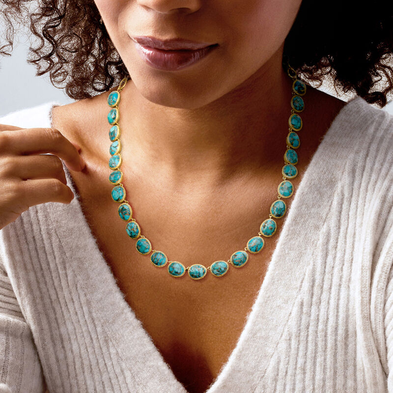 Turquoise Necklace in 18kt Gold Over Sterling. 18" image number 0