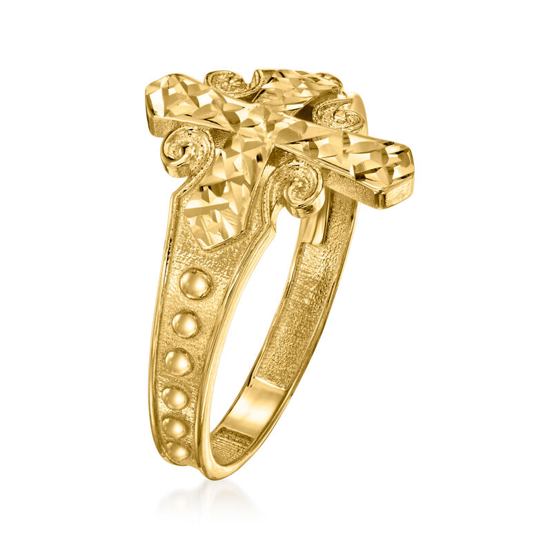 Italian 10kt Yellow Gold Cross Ring image number 2