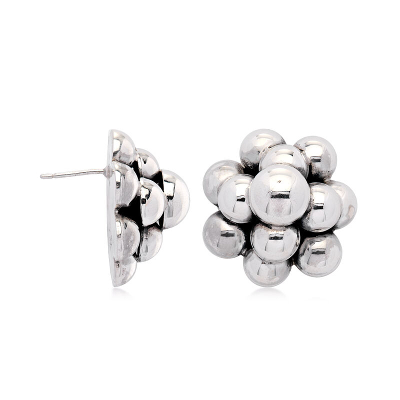 C. 1980 Vintage Sterling Silver Bubble Earrings image number 2