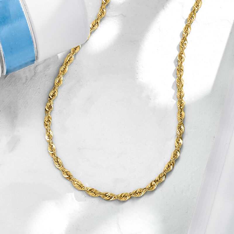 2.6mm 14kt Yellow Gold Rope-Chain Necklace image number 4