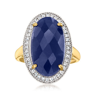 9.50 Carat Sapphire and .20 ct. t.w. Diamond Ring in 14kt Yellow Gold