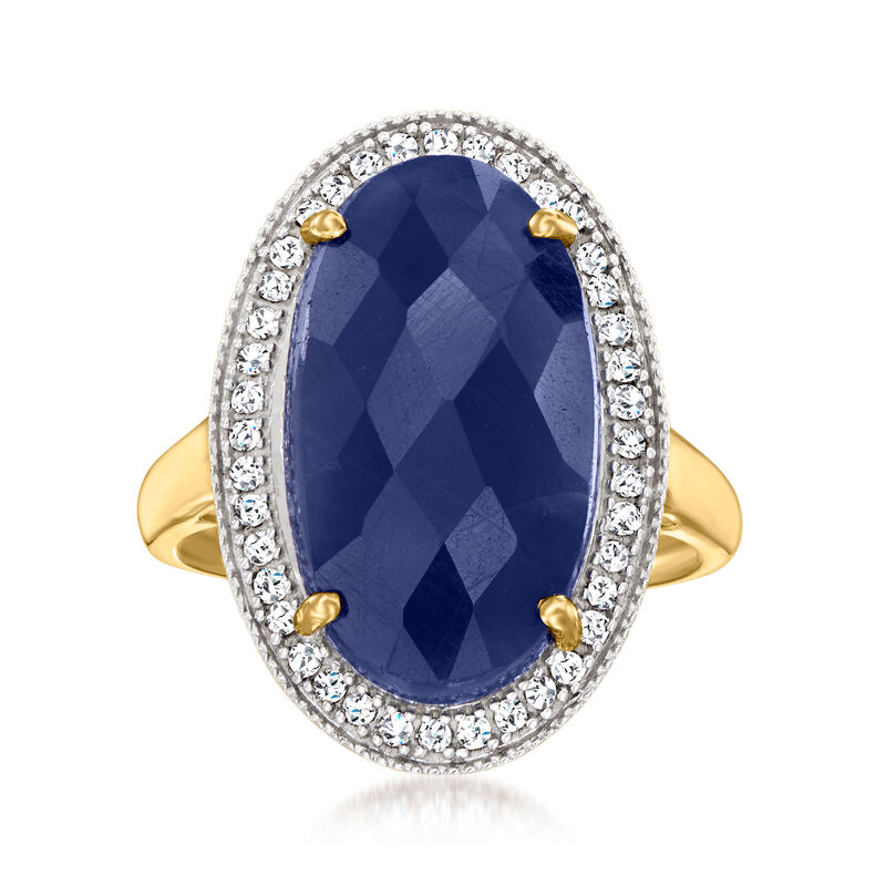 9.50 Carat Sapphire and .20 ct. t.w. Diamond Ring in 14kt Yellow Gold image number 0