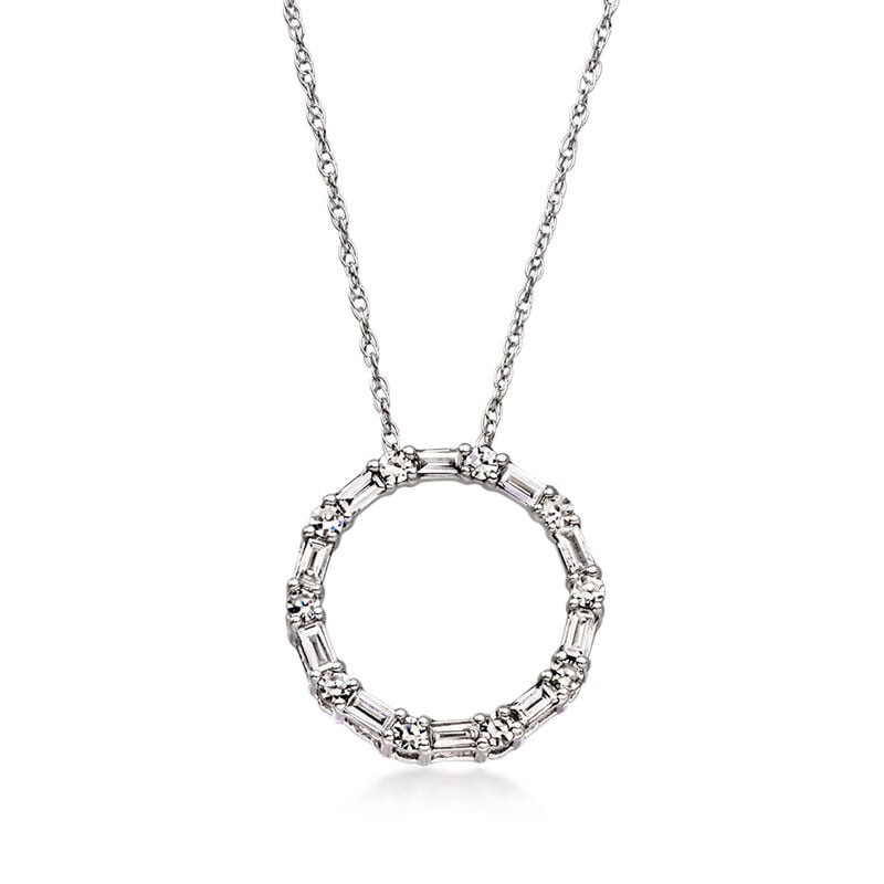 .25 ct. t.w. Lab-Grown Diamond Eternity Circle Pendant Necklace in 10kt White Gold. 18" image number 1
