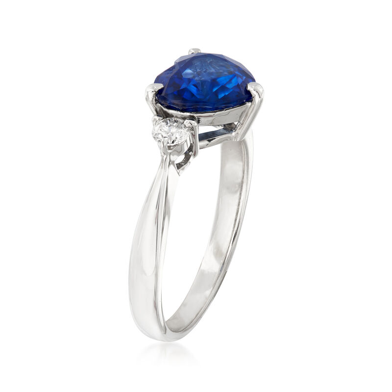 C. 1980 Vintage 2.51 Carat Sapphire Heart and .20 ct. t.w. Diamond Ring in Platinum. Size 6.25 image number 2