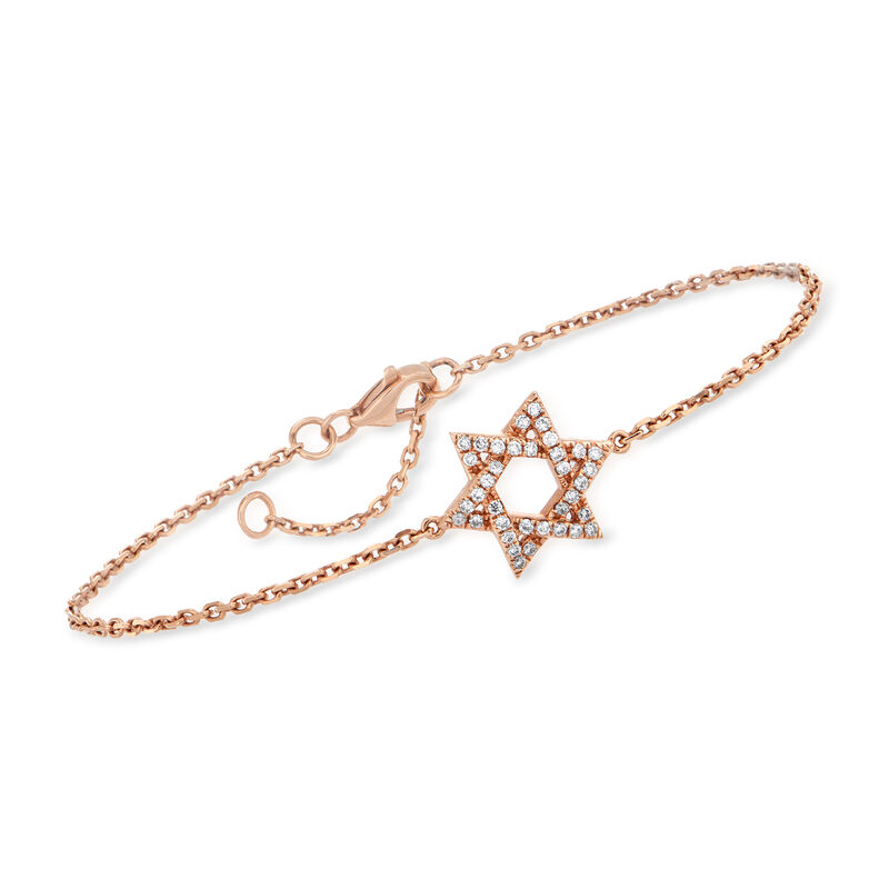 C. 1990 Vintage .18 ct. t.w. Diamond Star of David Bracelet in 18kt Rose Gold image number 0
