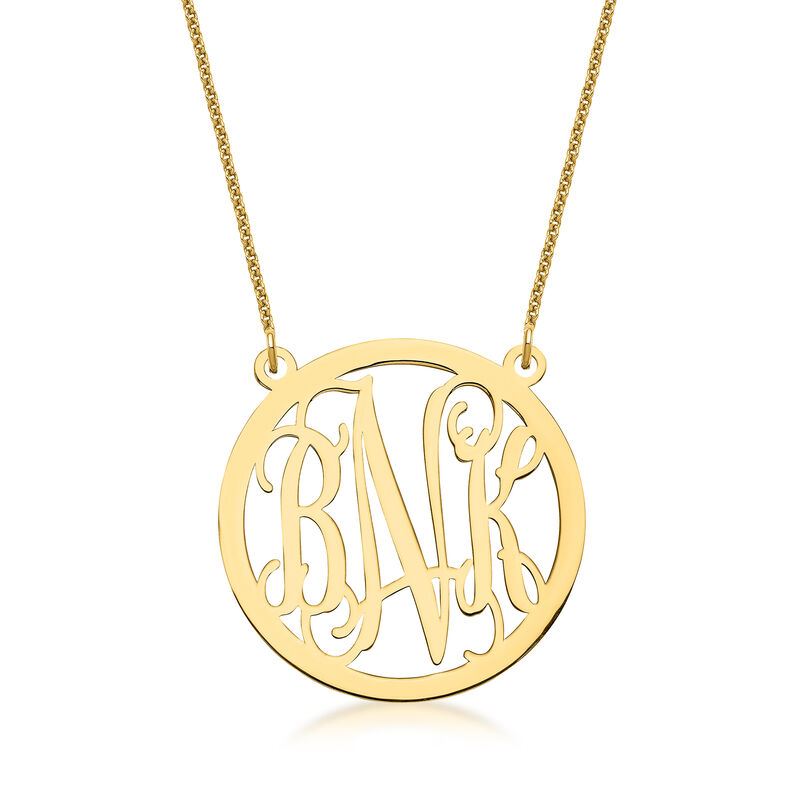 14kt Yellow Gold Round Personalized Monogram Necklace. 18" image number 0