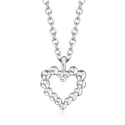 Gabriel Designs Sterling Silver Beaded Heart Pendant Necklace