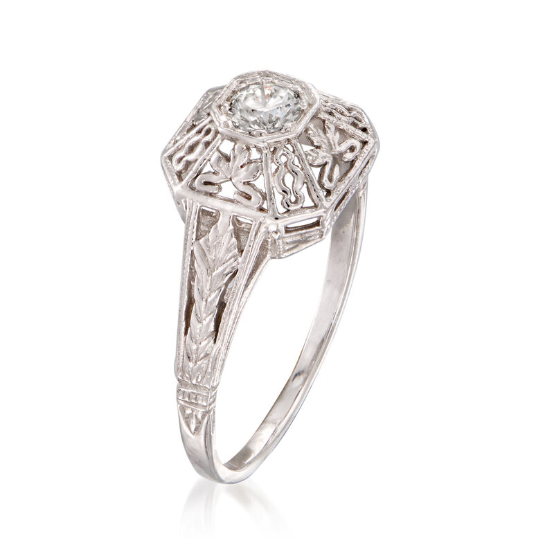 C. 2000 Vintage .20 Carat Diamond Filigree Ring in 14kt White Gold image number 2