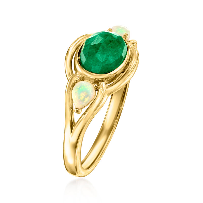 Opal and 1.50 Carat Emerald Ring in 18kt Gold Over Sterling image number 2