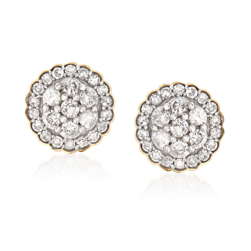 .50 ct. t.w. Diamond Cluster Earrings in 14kt Yellow Gold image number 0