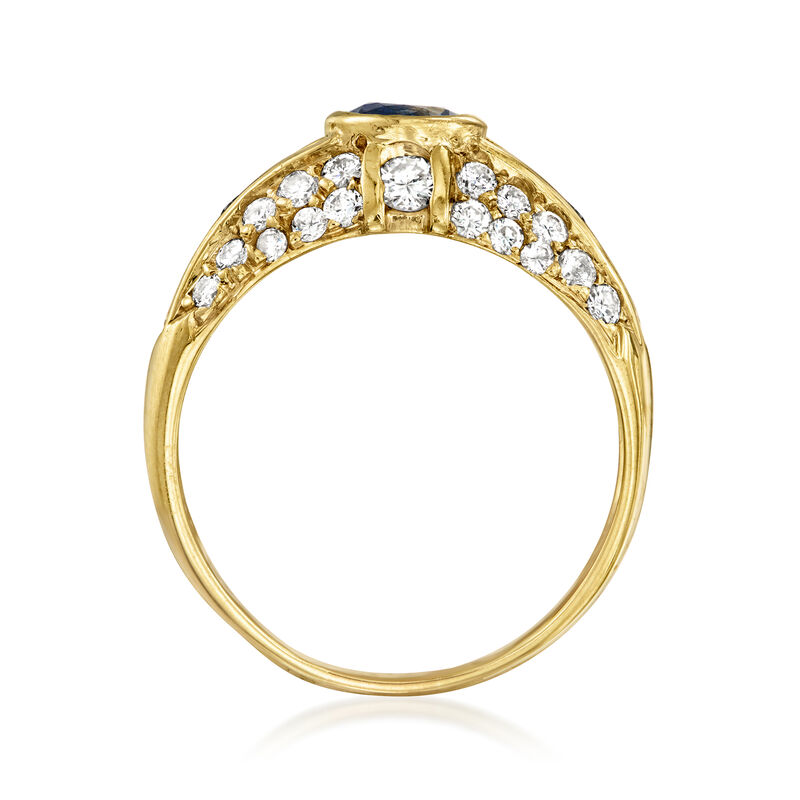 C. 1980 Vintage .55 Carat Sapphire and 1.40 ct. t.w. Diamond Ring in 18kt Yellow Gold. Size 7.25 image number 3
