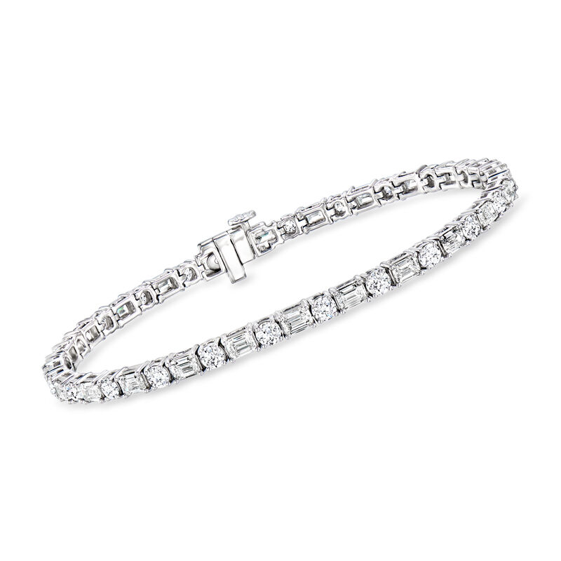 7.00 ct. t.w. Round and Emerald-Cut Lab-Grown Diamond Tennis Bracelet in 14kt White Gold image number 0