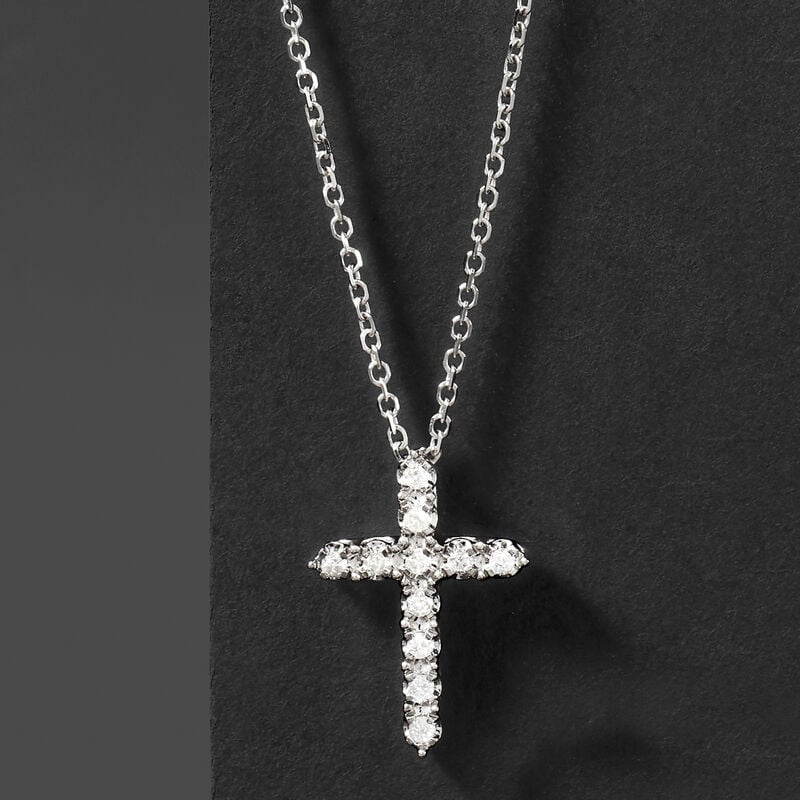 .25 ct. t.w. Diamond Cross Pendant Necklace in 14kt White Gold image number 2