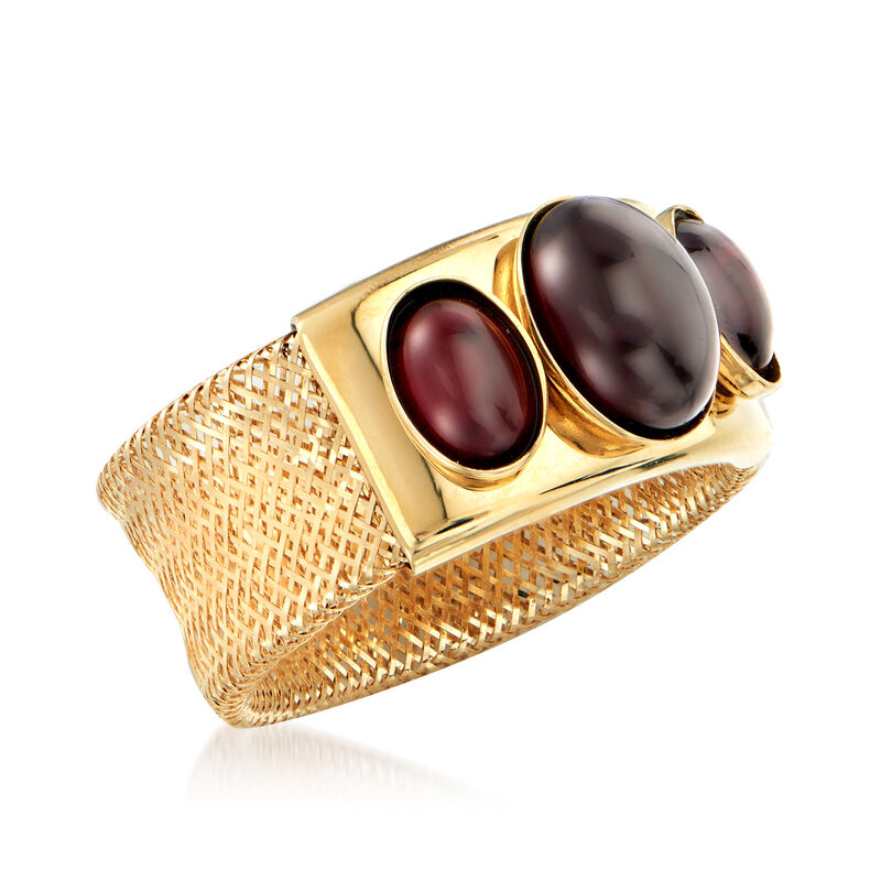 Italian 1.20 ct. t.w. Garnet Mesh Ring in 14kt Yellow Gold image number 3