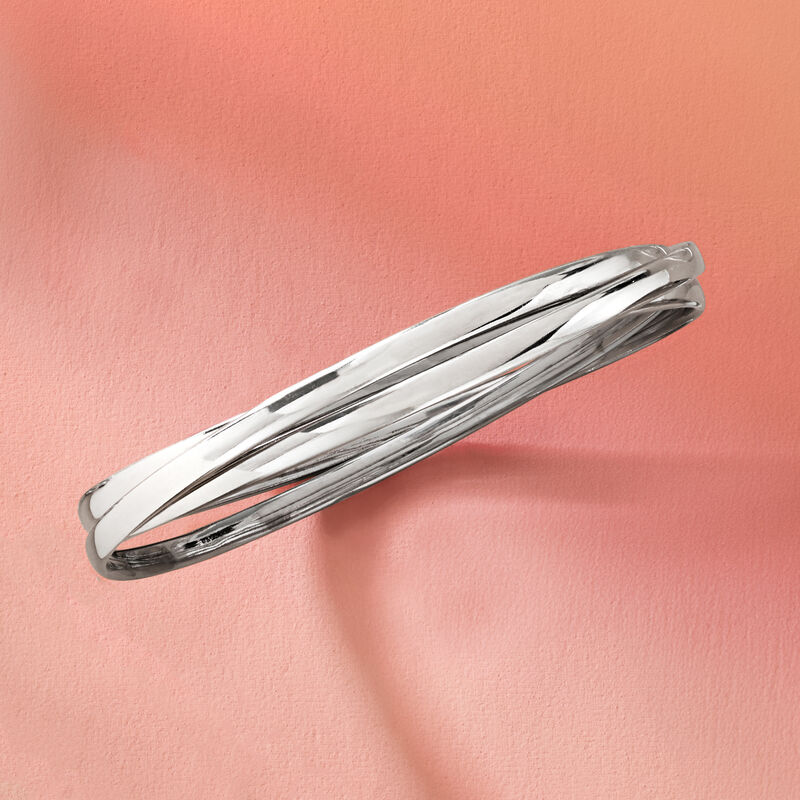 Italian Sterling Silver Rolling Bangle Bracelet image number 3