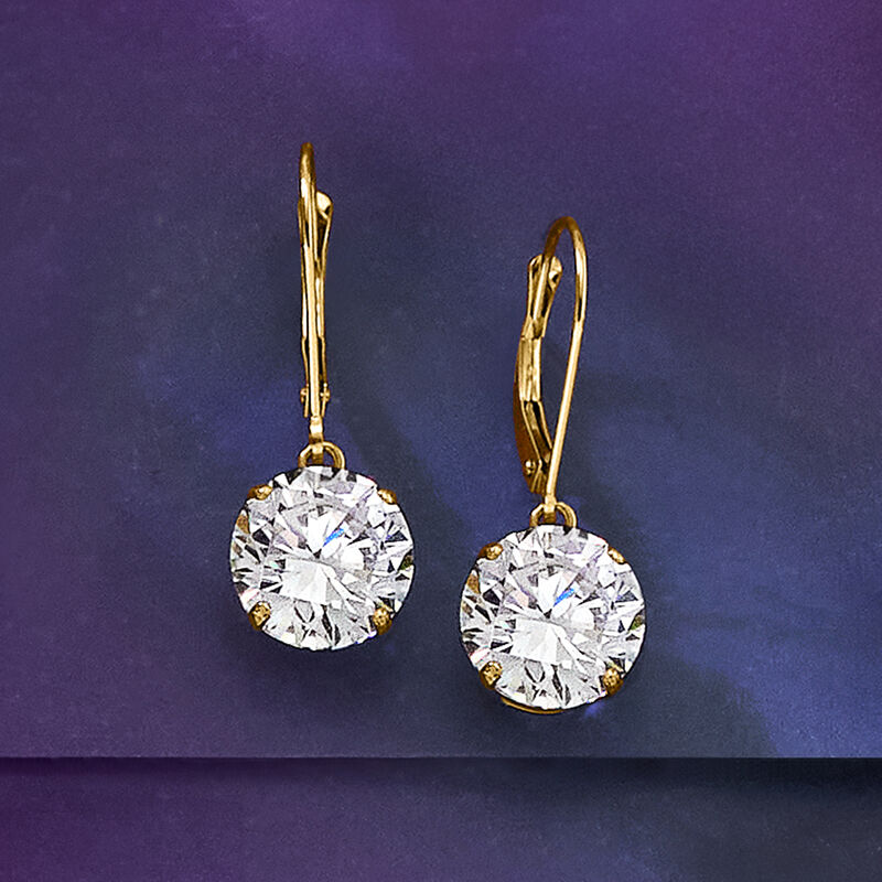 8.00 ct. t.w. CZ Drop Earrings in 14kt Yellow Gold  image number 4